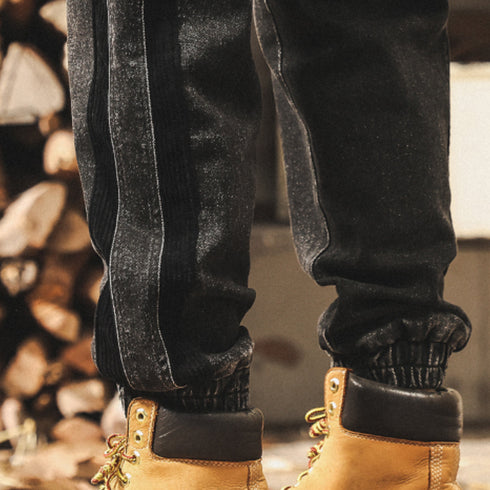 Vintage Wash Side Line Denim Jogger Pants P1828